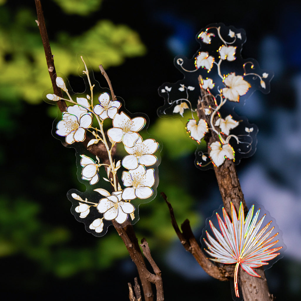 10 Pcs Gold Foil White Flower SSHK
