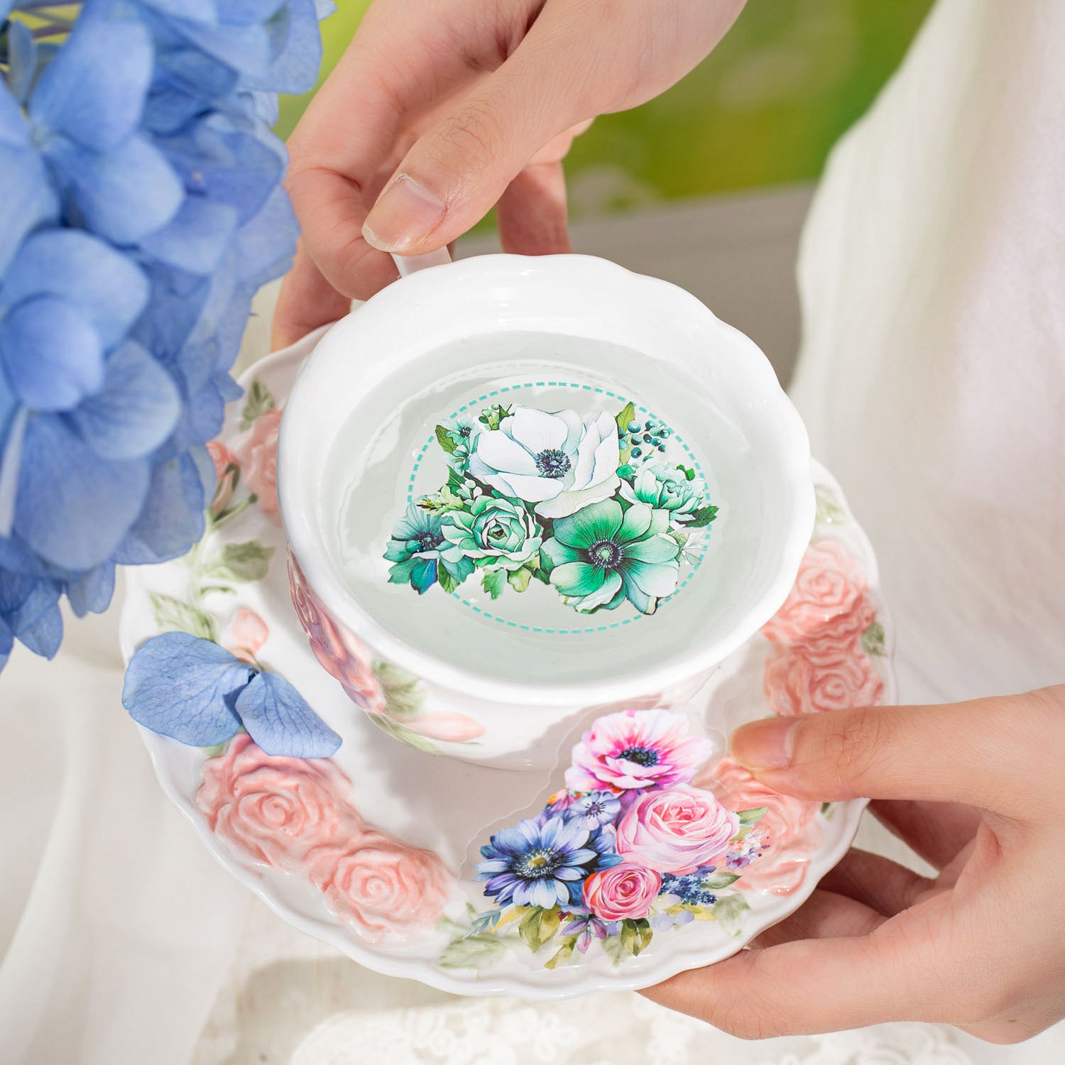20 Pcs Flowers PET Stickers HMBZ
