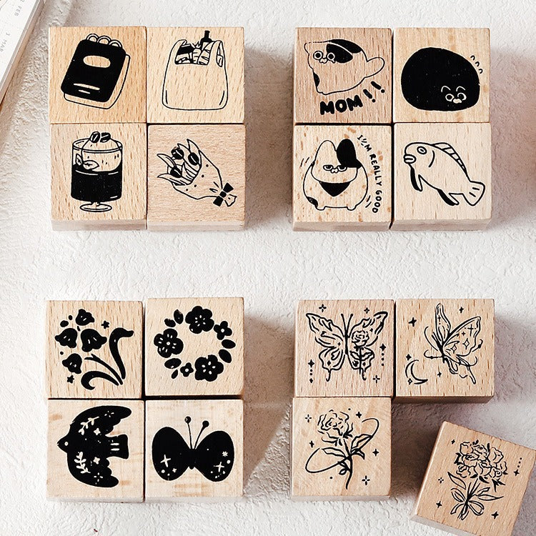 4 Pcs Wooden Stamp Kit YJZJ