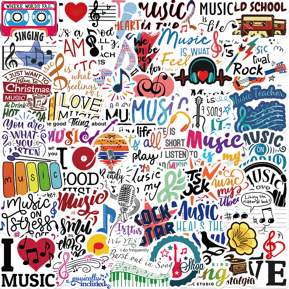 50 Pcs Vinyl Music Stickers DD172