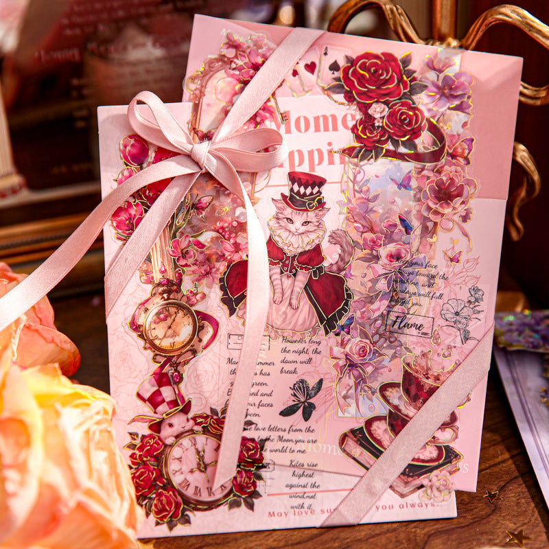 8 Pcs Gold Goil Flower PET Stickers FGSMX