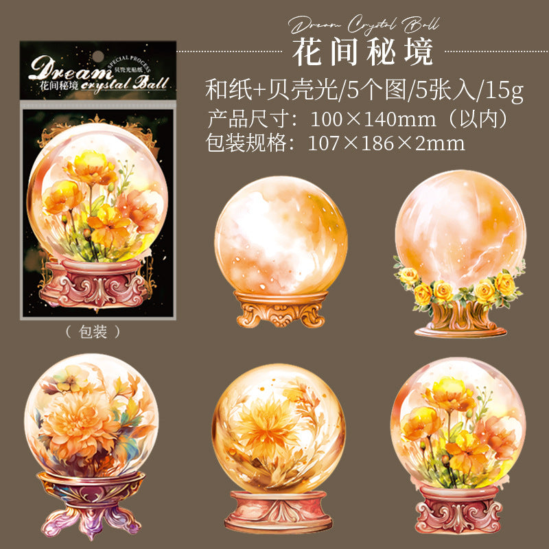 5 Pcs Crystal Ball PET Stickers MHSJ