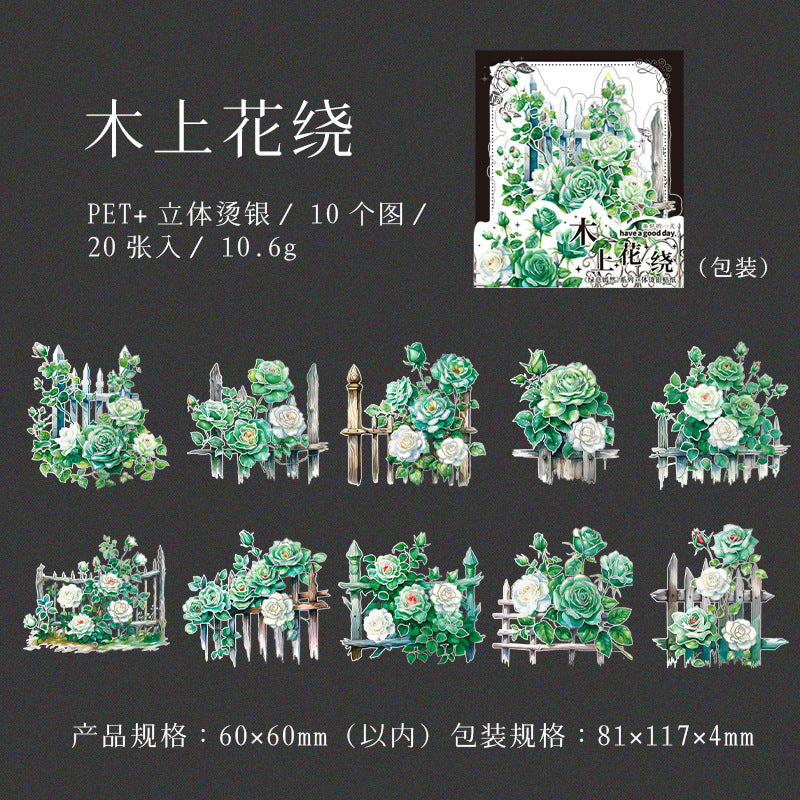 20 Pcs Flowers PET Stickers LYYR