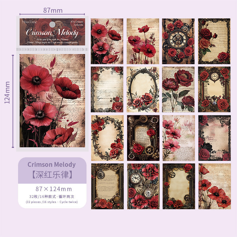 32 Sheets Gothic Flower Scrapbook Paper HYDZ