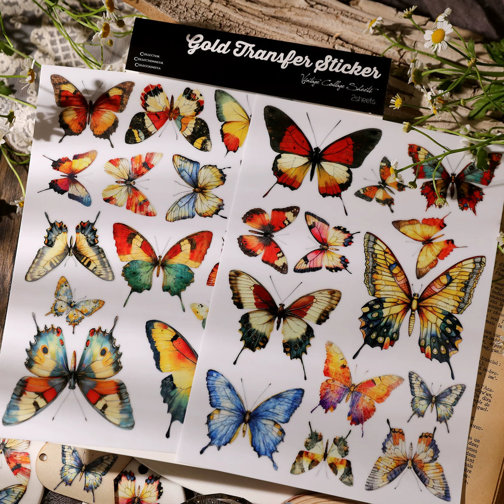 2 Sheets Waterproof Rub on Stickers - Butterfly