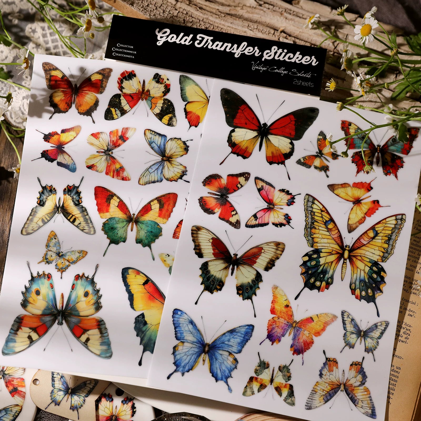 2 Sheets Waterproof Rub on Stickers - Butterfly
