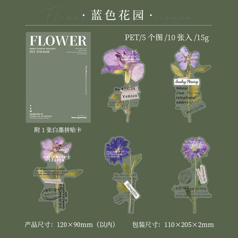 10 Pcs Flowers PET Stickers ZJHF