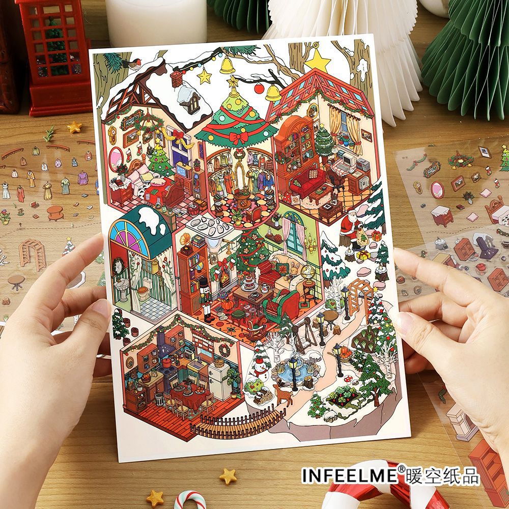 3D Christmas House Scene DIY Stickers Kit WDXW13