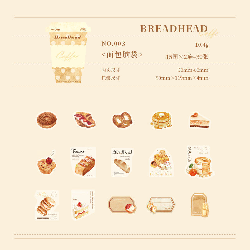 30 Pcs Coffee Theme PET Stickers KFSJ