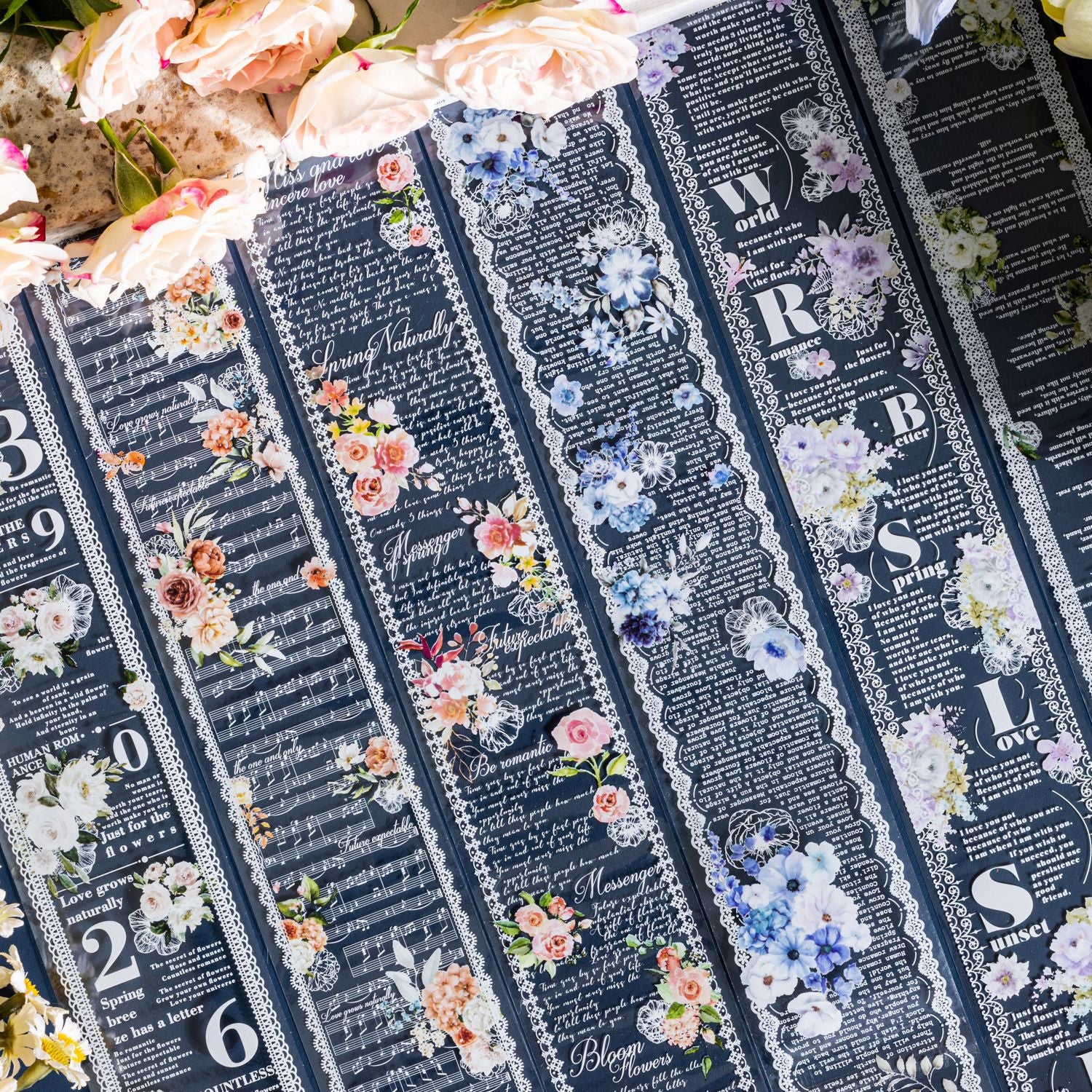 1 Roll Flower and Poem PET Tape ZLHJSF