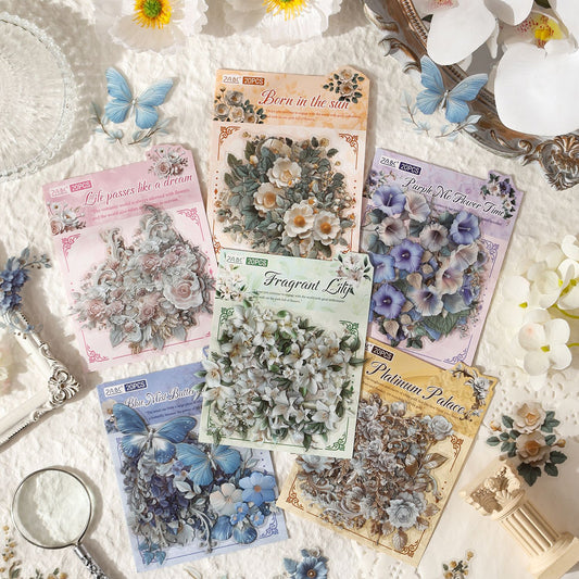 20 Pcs Vintage Flowers PET Stickers TYLB