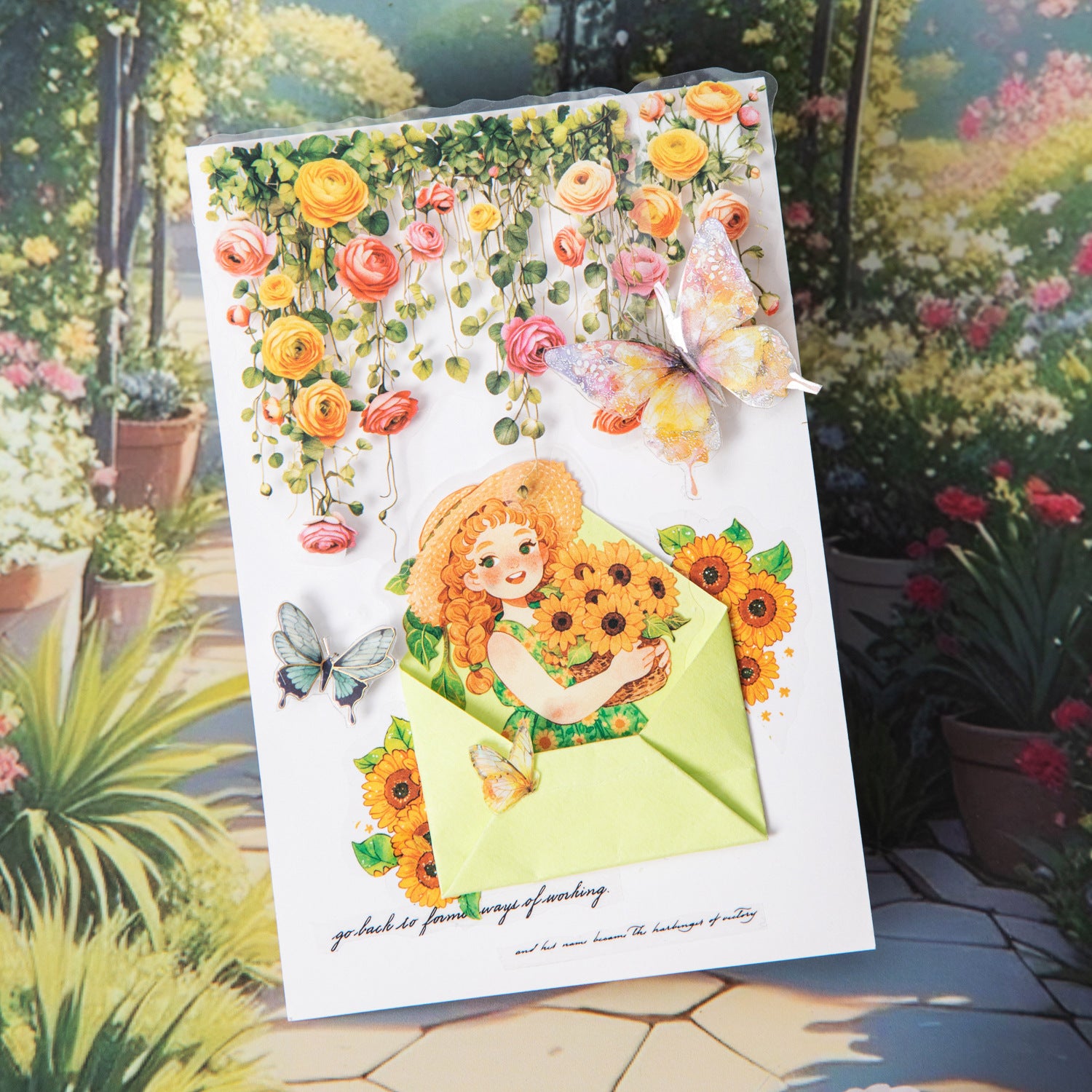 15 Pcs Floral Girl PET Stickers RJSN