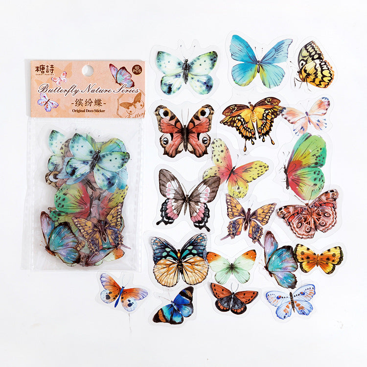 40 Pcs Buttefly PET Sticker Pack HDZRB