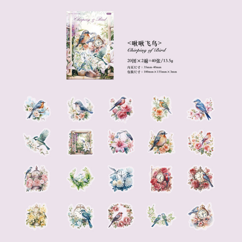 40 Pcs PET Animal Stickers SLMC