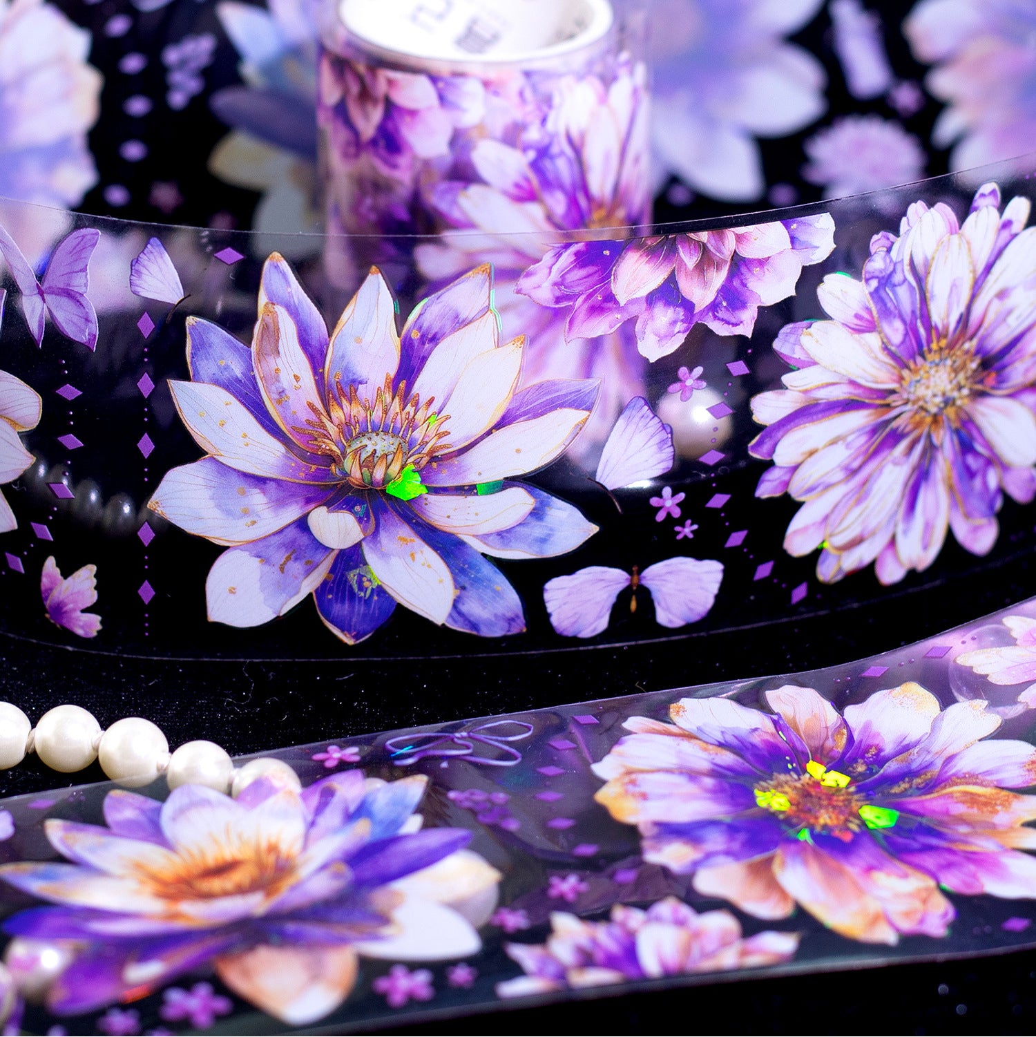 1 Roll PET Flowers Stickers Tape HDGB