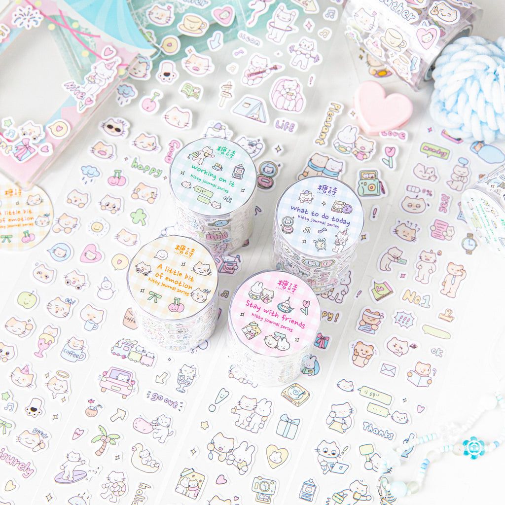 1 Roll Die Cut Cat Stickers Tape MMRZ