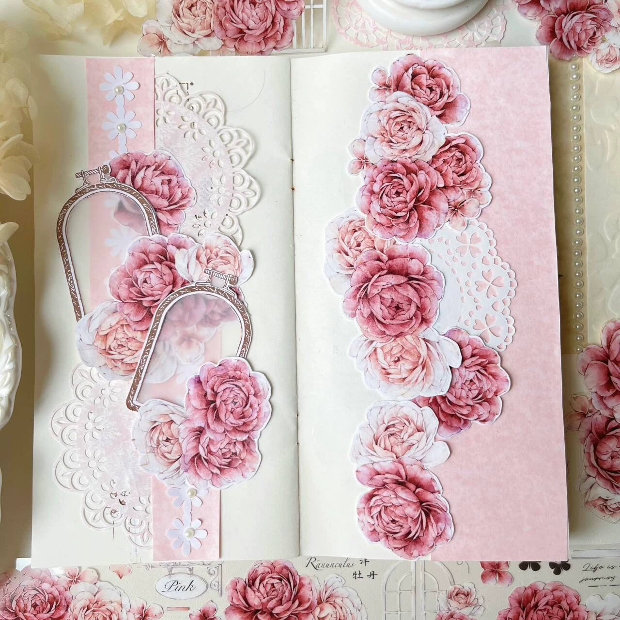 Floral Decorative Tape Rolls- Carmine Window Sill