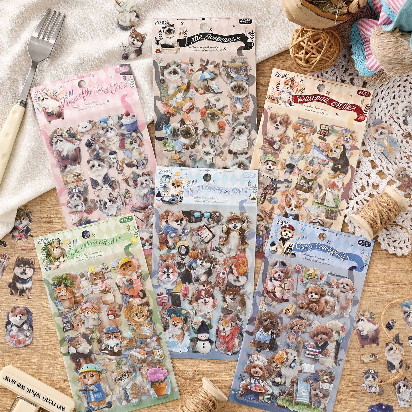 4 Sheets Cute Dog Puppy PET Stickers ZYTX