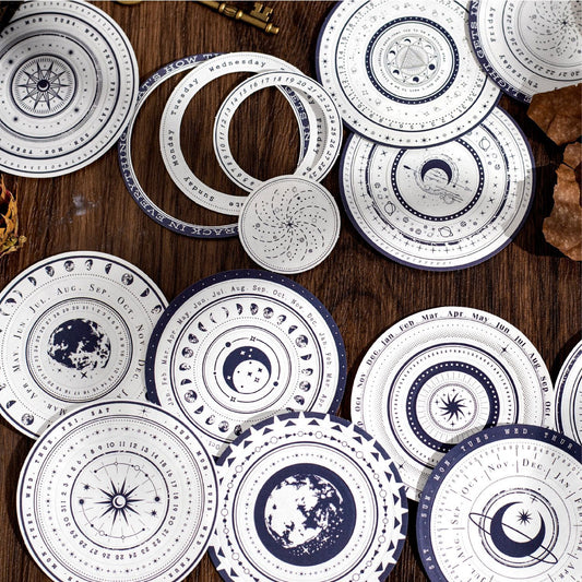 24 Pcs Die-cut Round Scrapbook Stickres SJWY