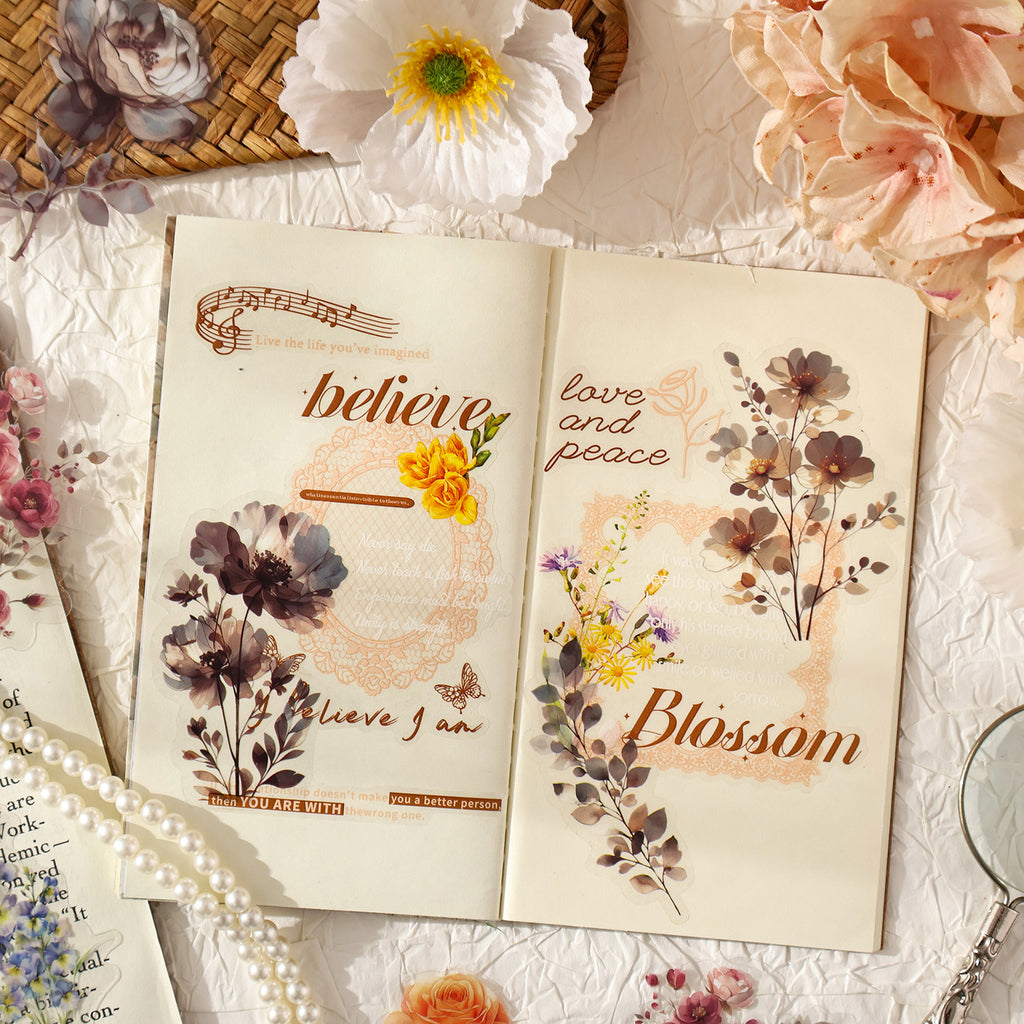 30 Pcs Watercolor Flower PET Stickers LBHY