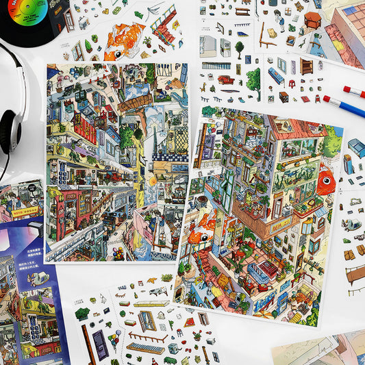 3D House Scene DIY Stickers Kit WDSW20