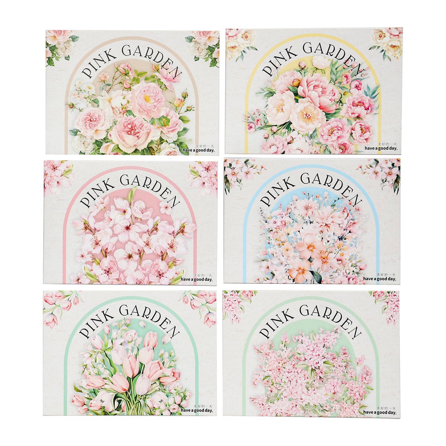 30 Pcs Pink Flower PET Stickers FZHY