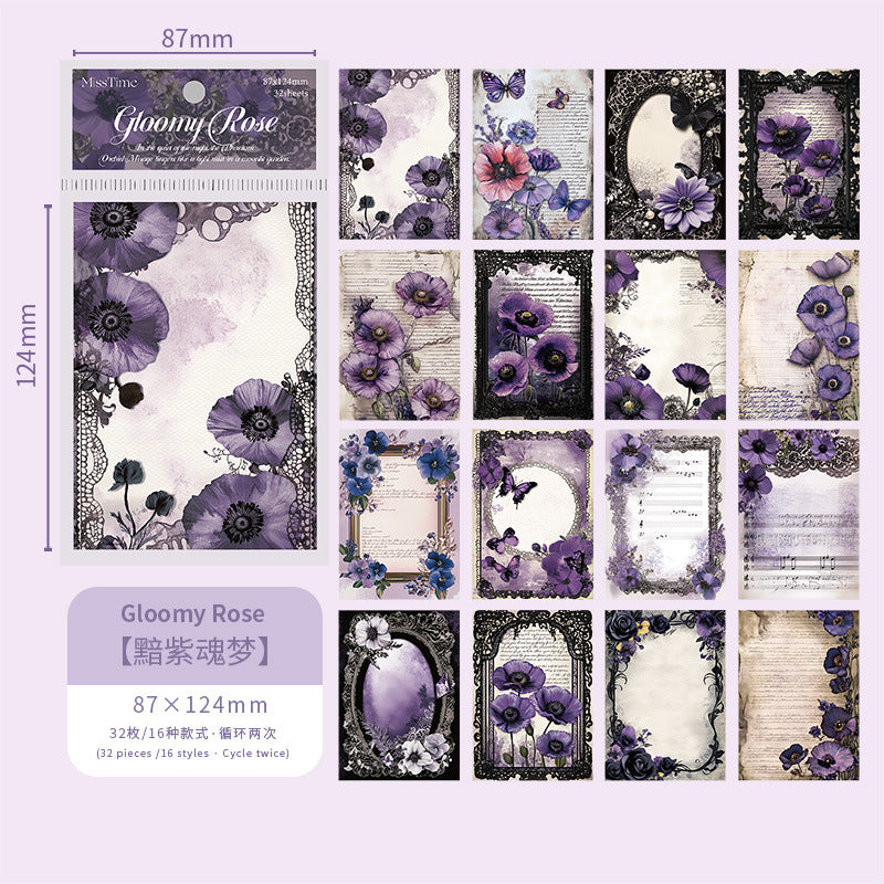 32 Sheets Gothic Flower Scrapbook Paper HYDZ