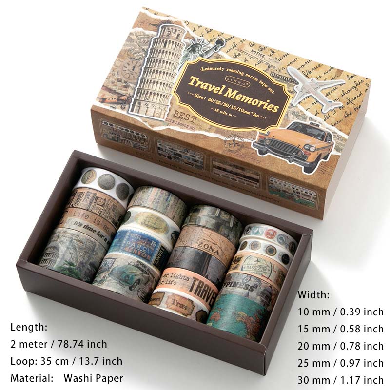 18 Rolls Vintage Washi Tape Set SGHL