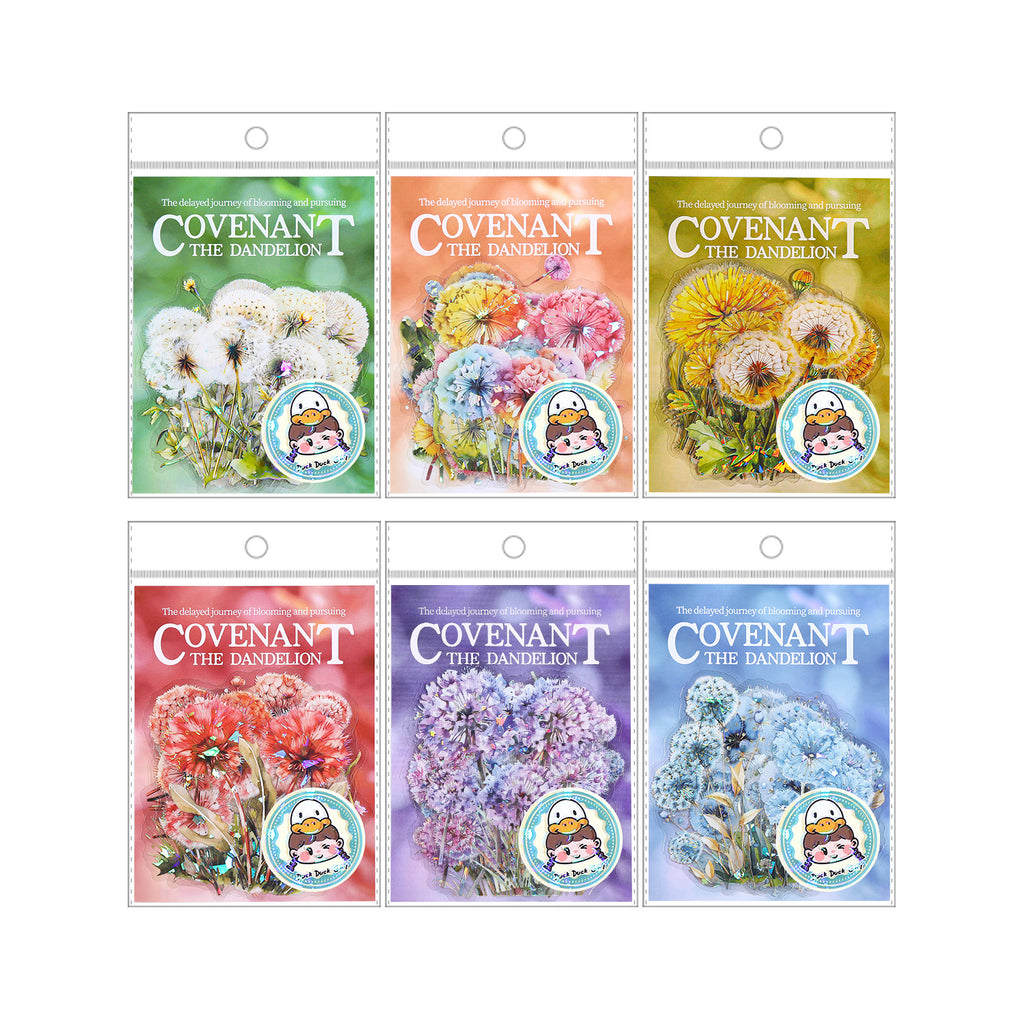 10 Pcs Glitter PET Dandelion Stickers PGYZY
