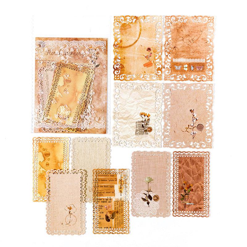 10 Pcs Floral Chintz Vintage Lace Edged Paper HKYQD