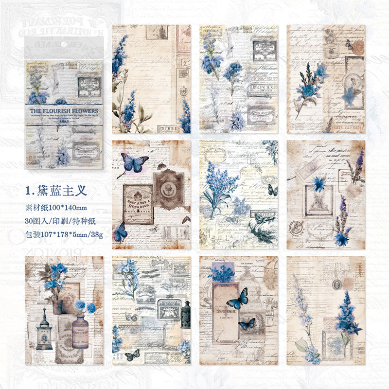 30 Pcs Floral Scrapbook Paper FHSY