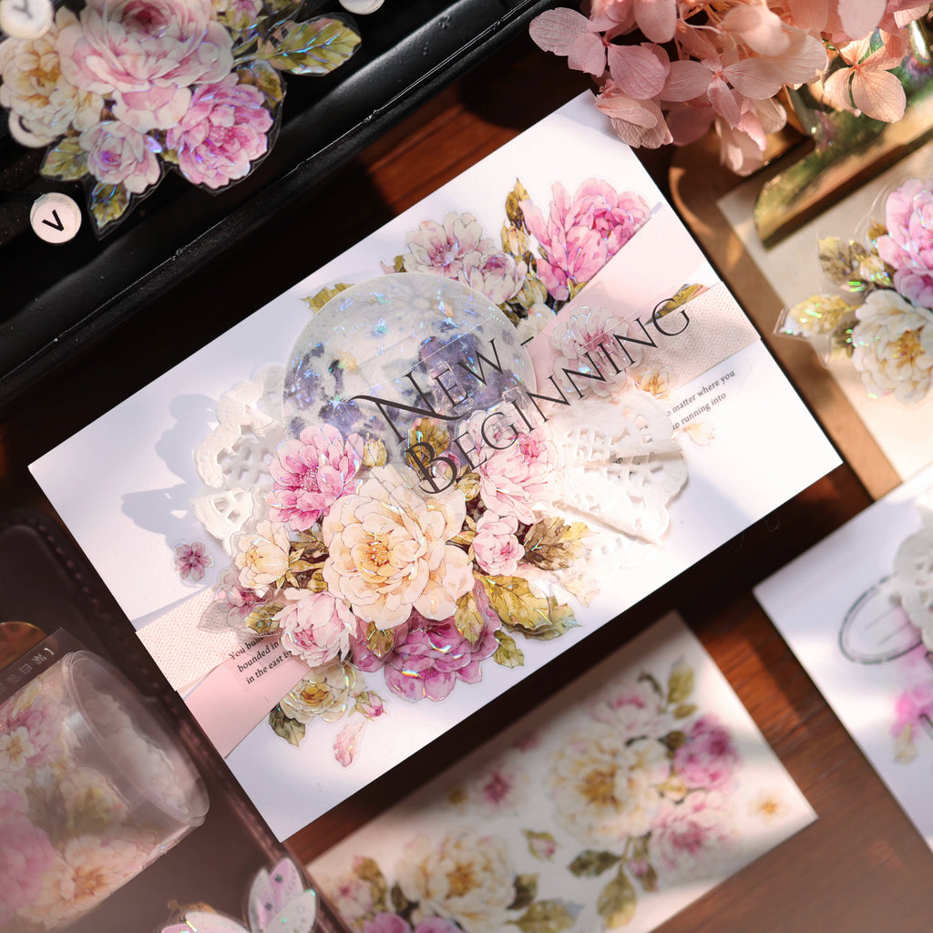 Floral Decorative Tape Rolls- Peach Mist