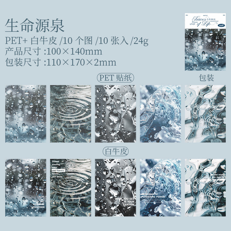 10 Sheets Texture PET Stickers and Paper SMHJ