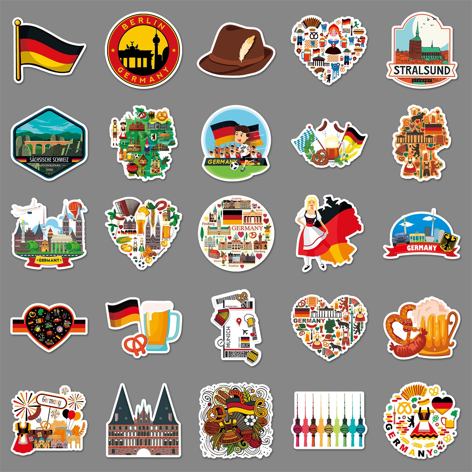 50Pcs Germany Travel Vinyl Stickers TRV05