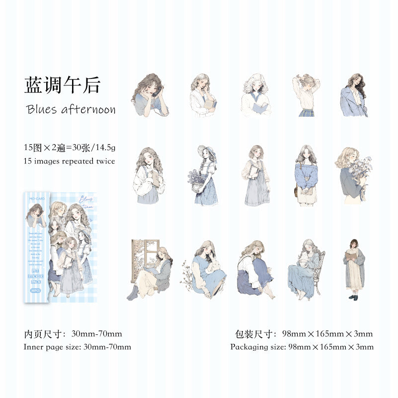 30 Pcs Fashion Girl PET Stickres BSLR