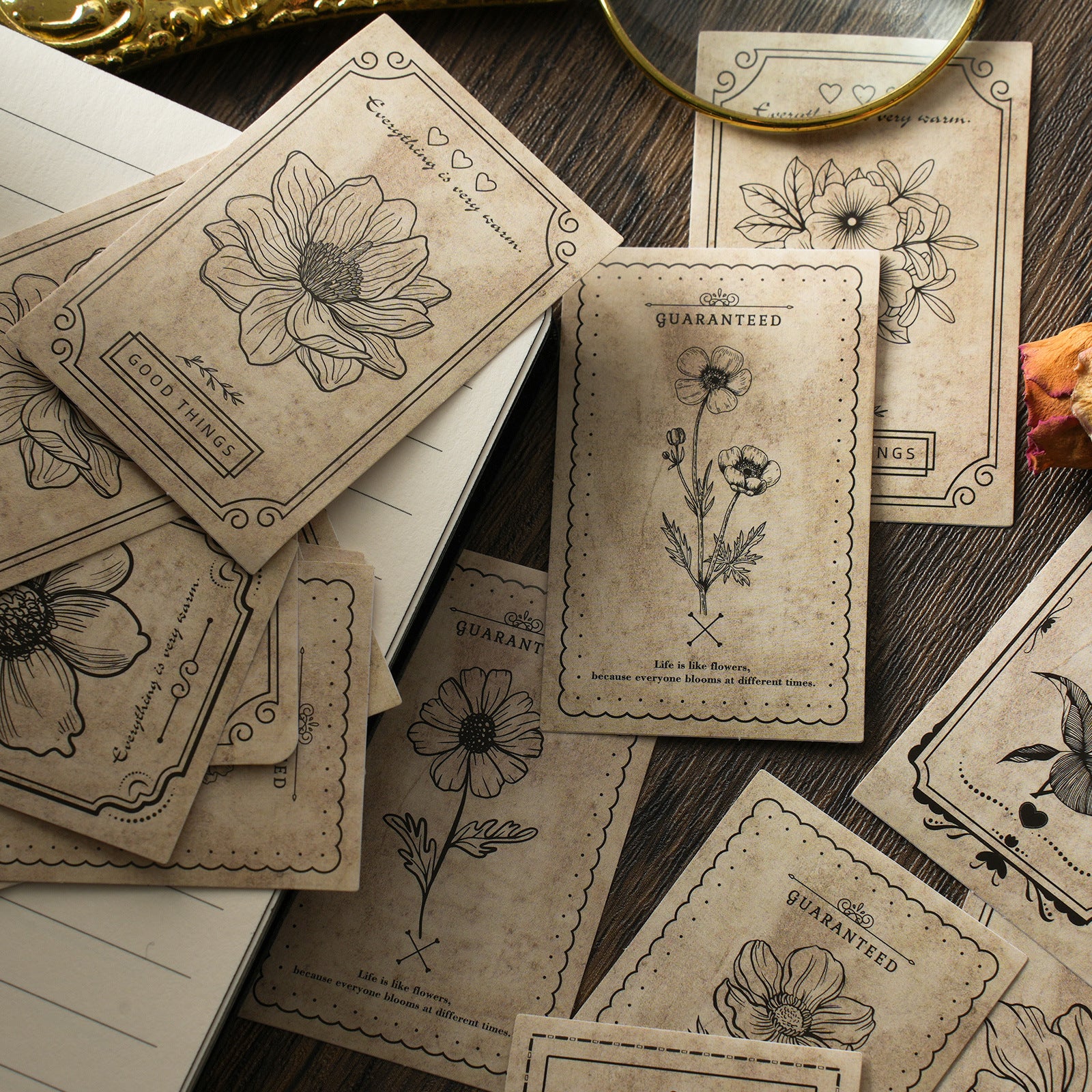 30 Pcs Vintage Flowrs Stickers LHDL