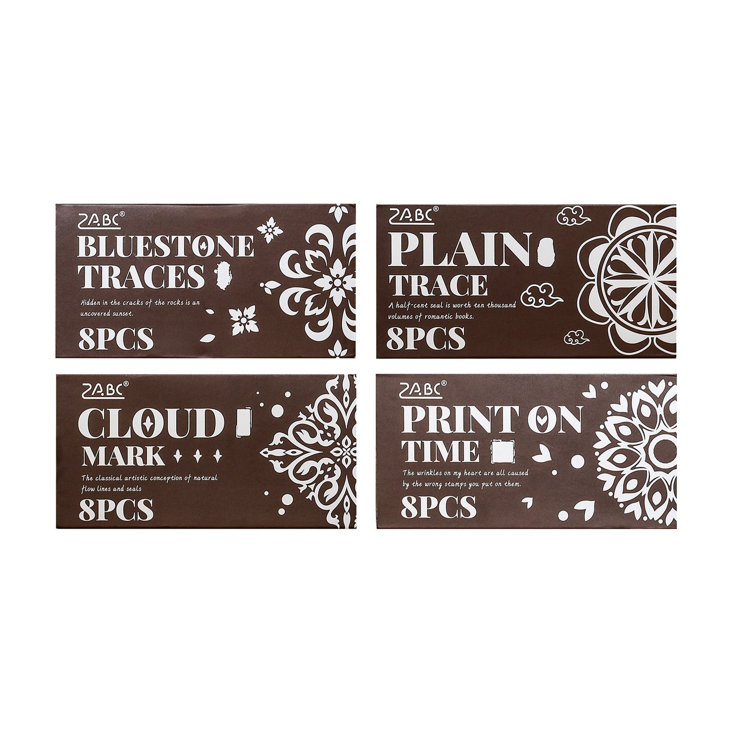 8 Pcs Vintage Geometric Wooden Stamp Kit KWCZ