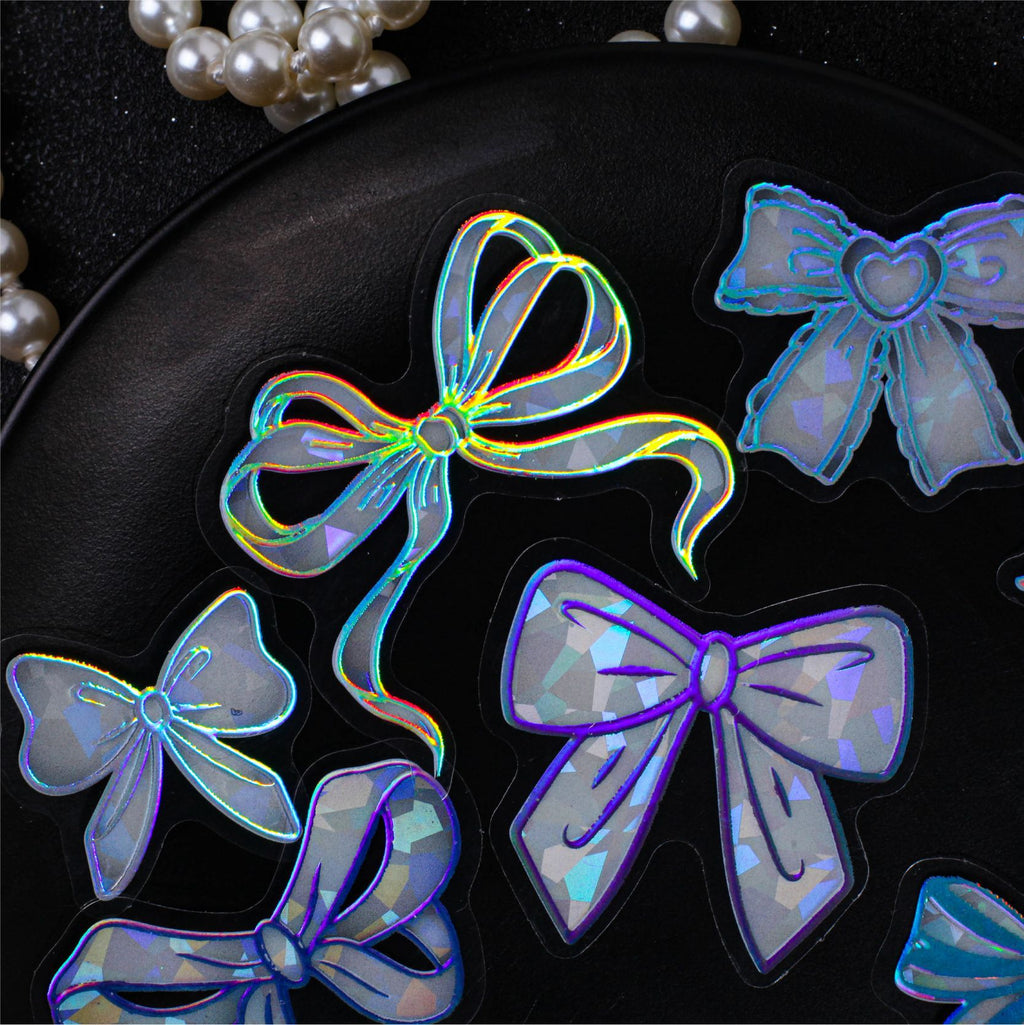 15 Pcs Glitter Bowknot PET Stickers YLHX