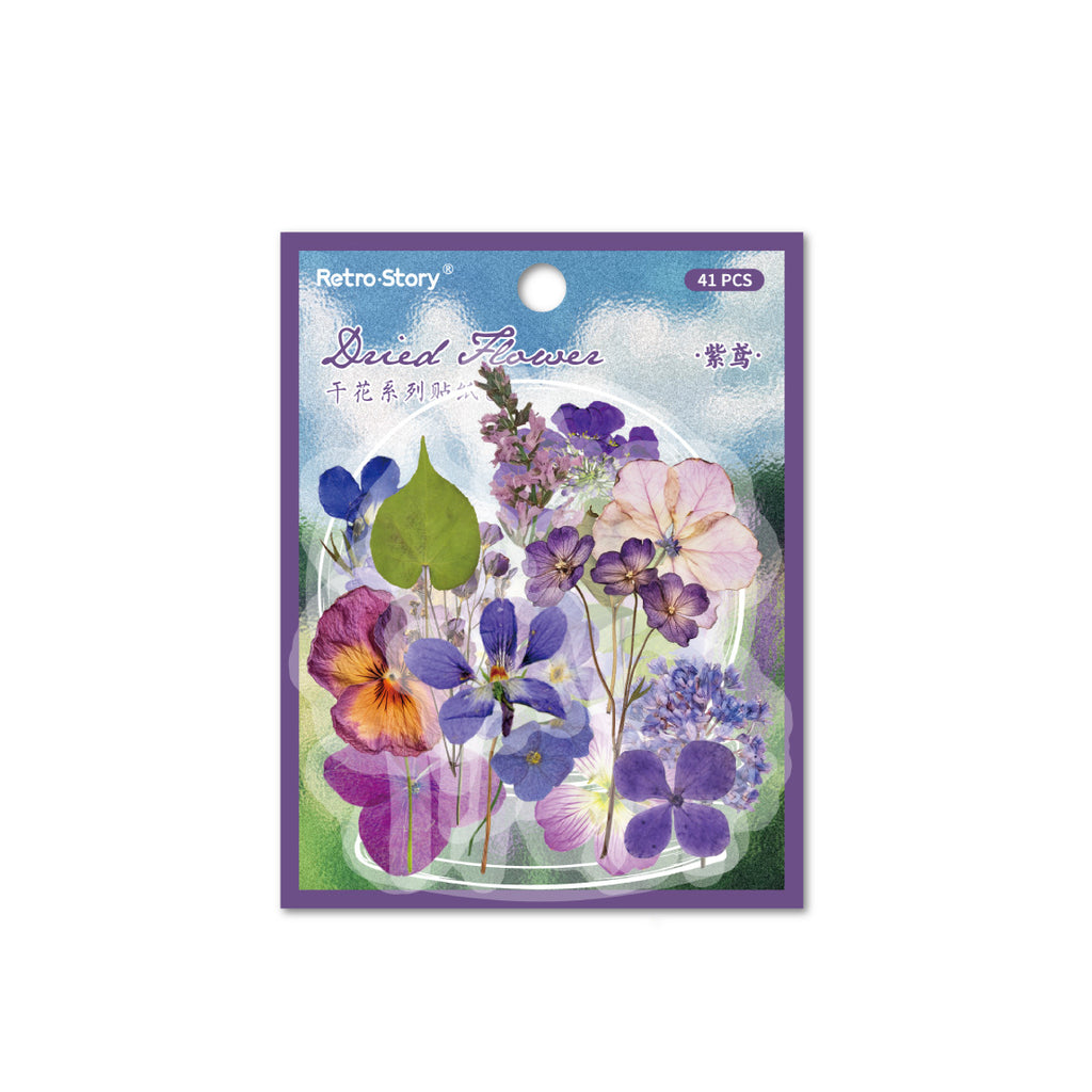 41 Pcs Pressed Flower PET Stickers GHXL
