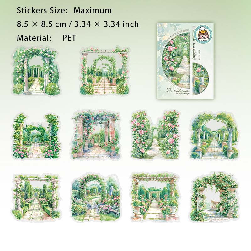 10 Pcs Garden Theme PET Stickers CTLWR