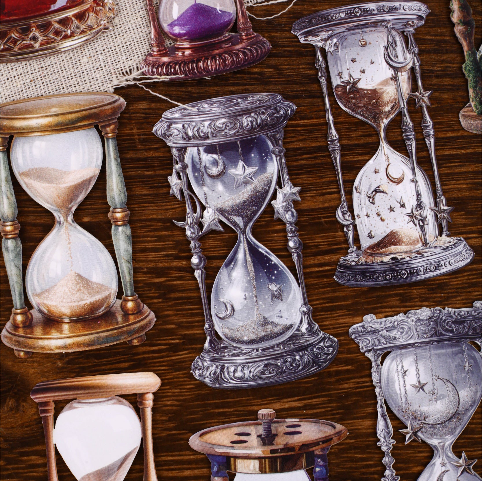 8 Pcs Vintage Hourglass Cardstock Sstickers LSXL