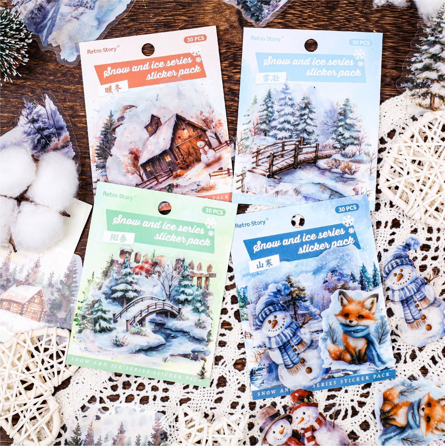 30 Pcs Winter Forest PET Stickers BXXL