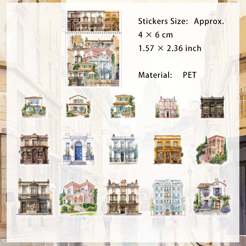 30 Pcs House Castle PET Stickers SLXWZRCS