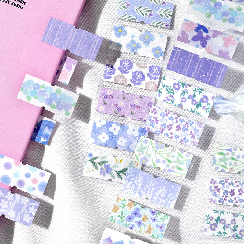 Chrono Ticket Floral Patchwork Die-Cut Tape - Blue