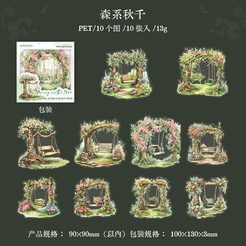 10 Pcs Garden Tree PET Stickers SYQY