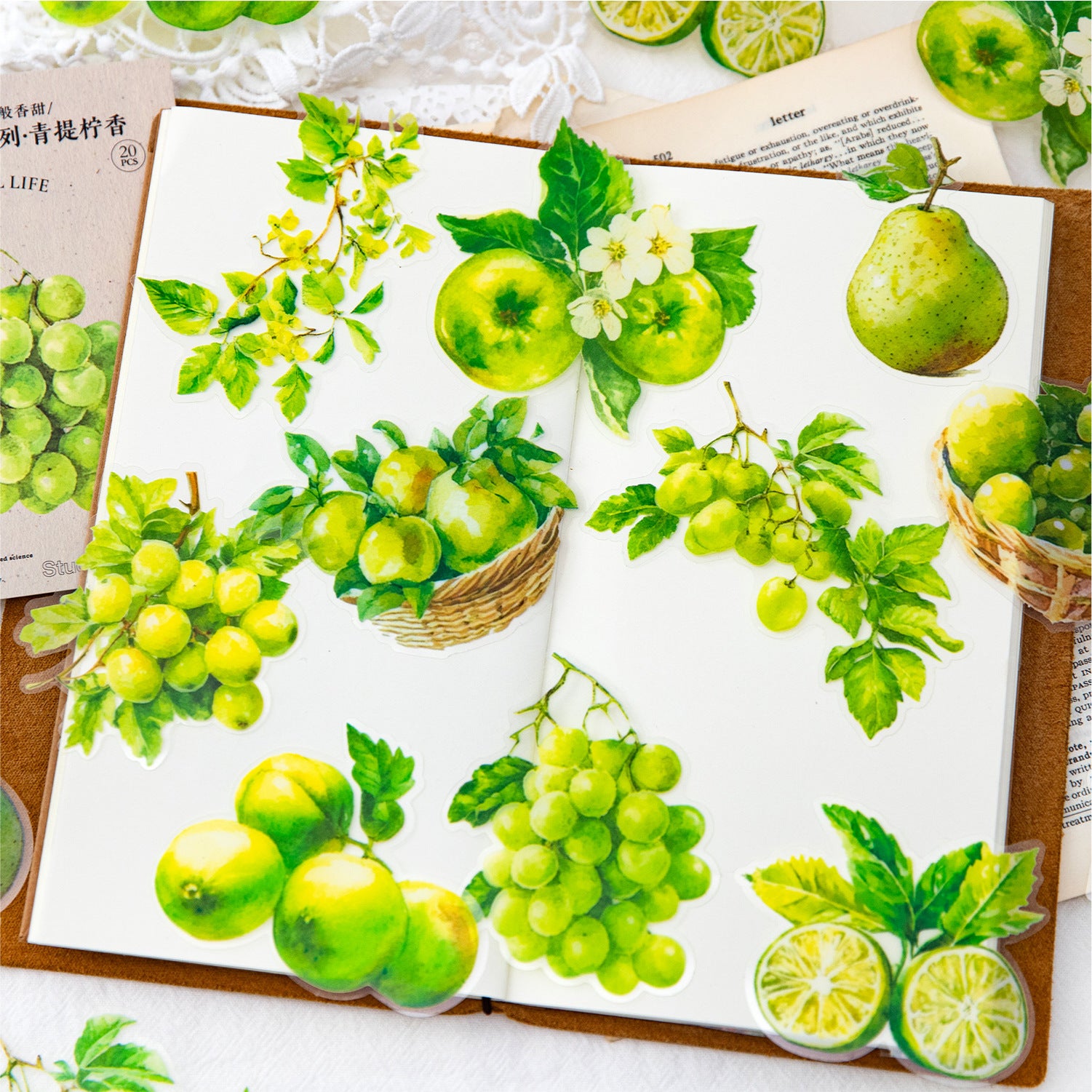 20 Pcs Fruit PET Stickers BFSGJS