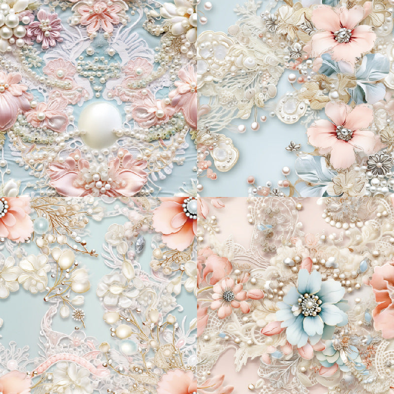 6 inch Pearl Embroidery Scrapbook Paper Pad SKP407
