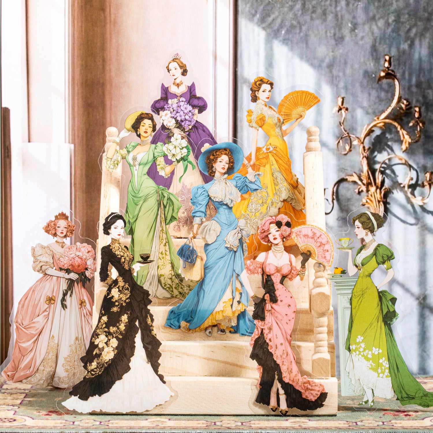 20 Pcs Rococo Party Lady PET Stickers LKKWY