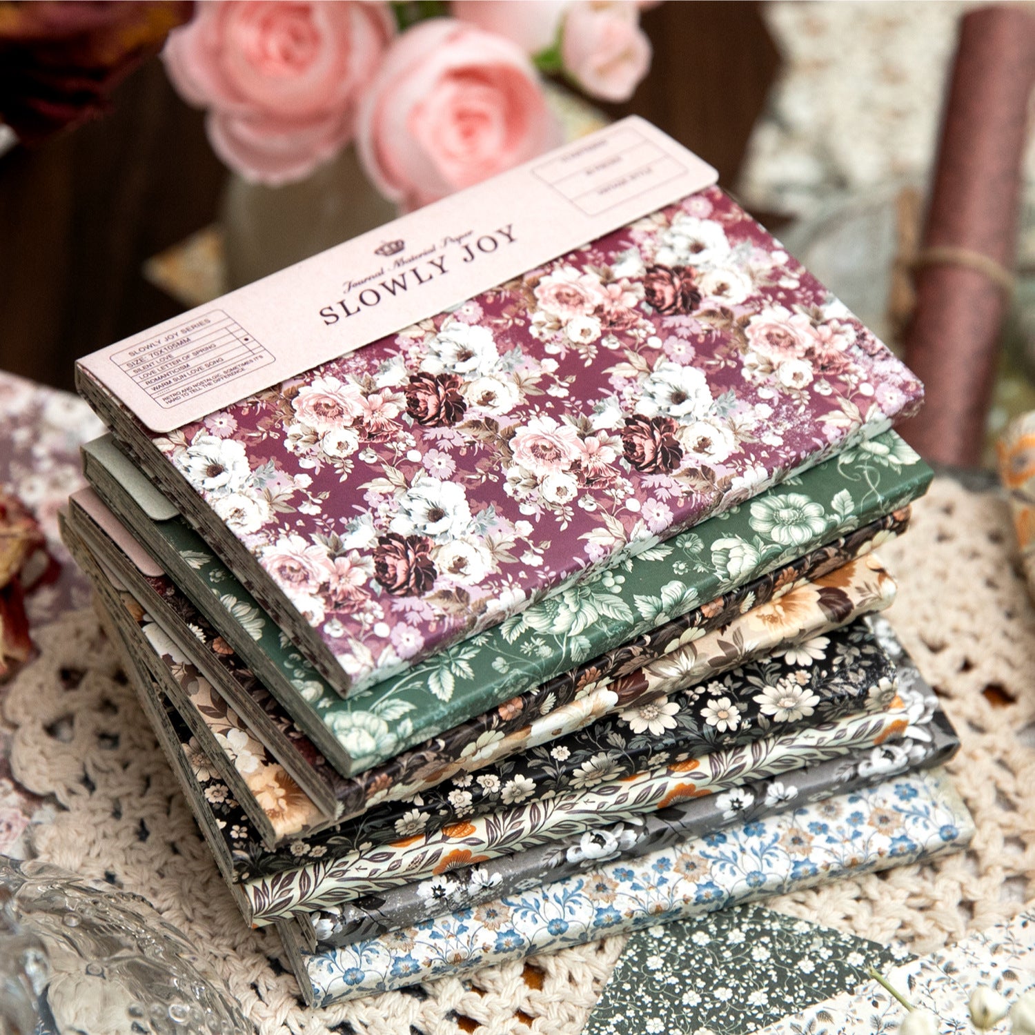 40 Sheets Vintage Floral Scrapbook Paper MMDHX