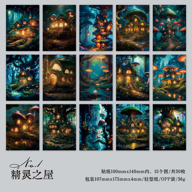30 Pcs Magic Forest Scrapbook Paper FYMJ